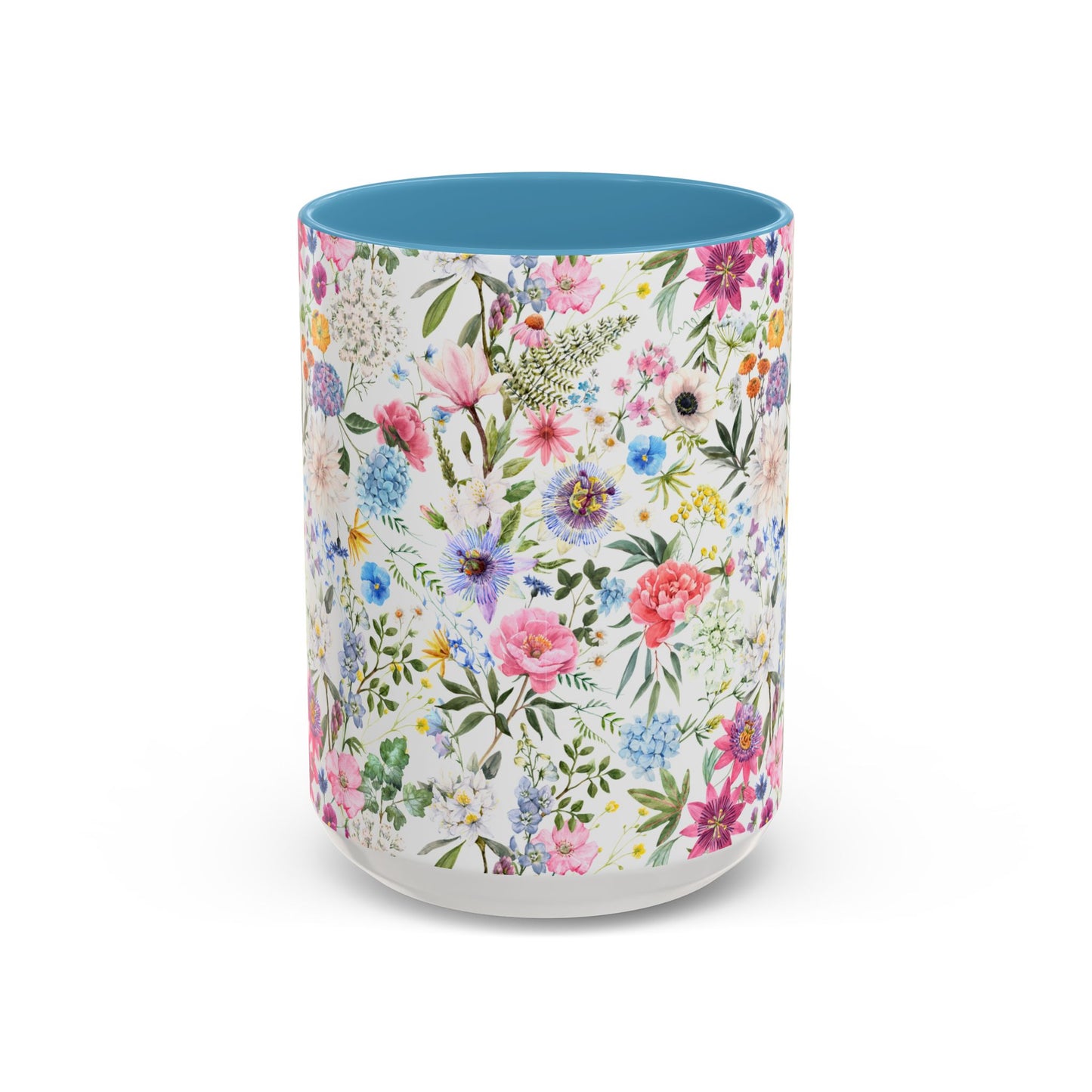 ‘Colourful Flowers’ Accent Coffee Mug (11, 15oz)