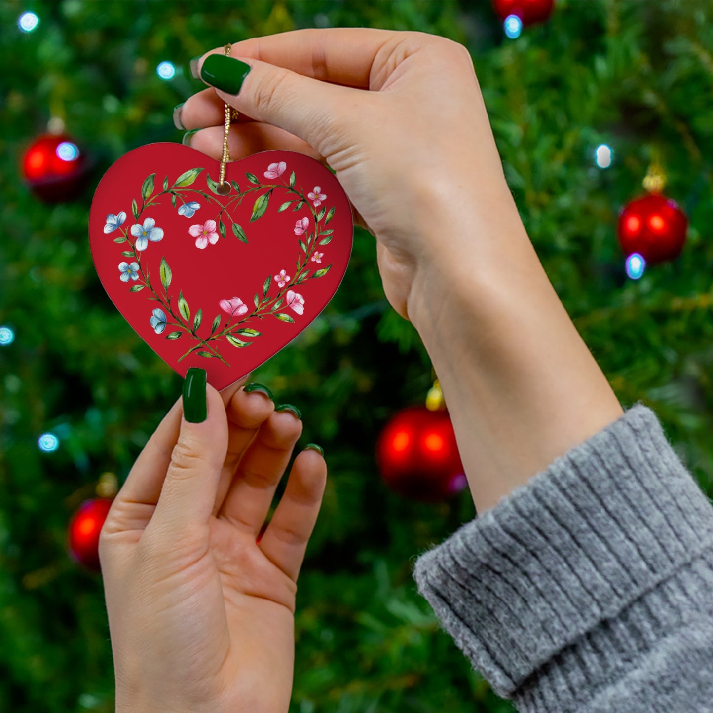 Red Heart Ceramic Ornament, 4 Shapes