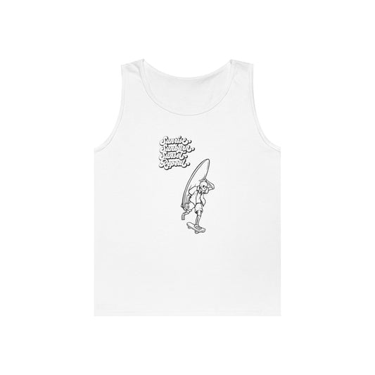 Surfing Vibes Unisex Heavy Cotton Tank Top | Summer Beachwear, Casual Wear, Vacation Wardrobe, Gift for Surfers, Relaxed Lifestyle