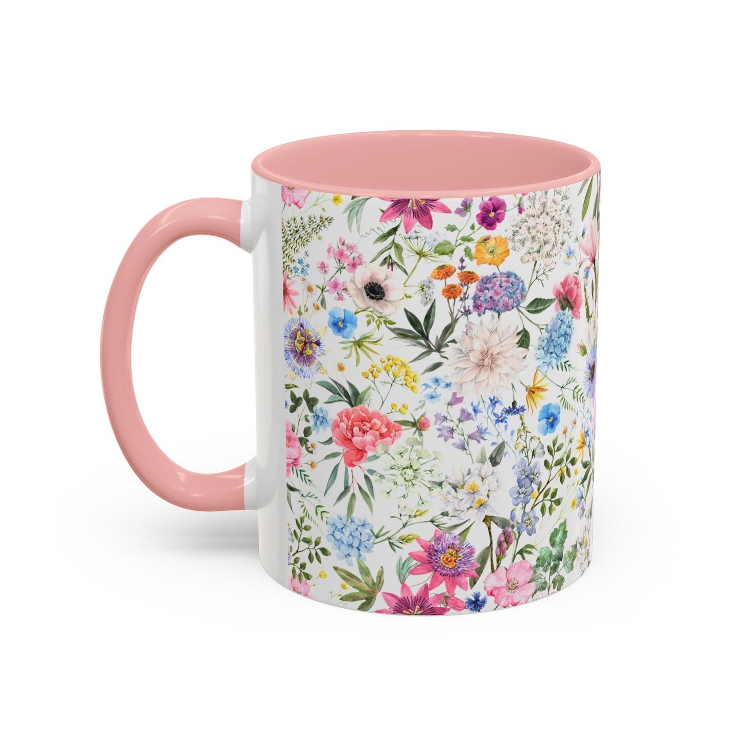 ‘Colourful Flowers’ Accent Coffee Mug (11, 15oz)