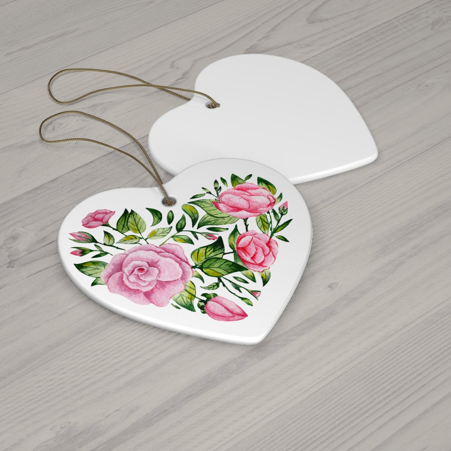 Flowers Heart Ceramic Ornament