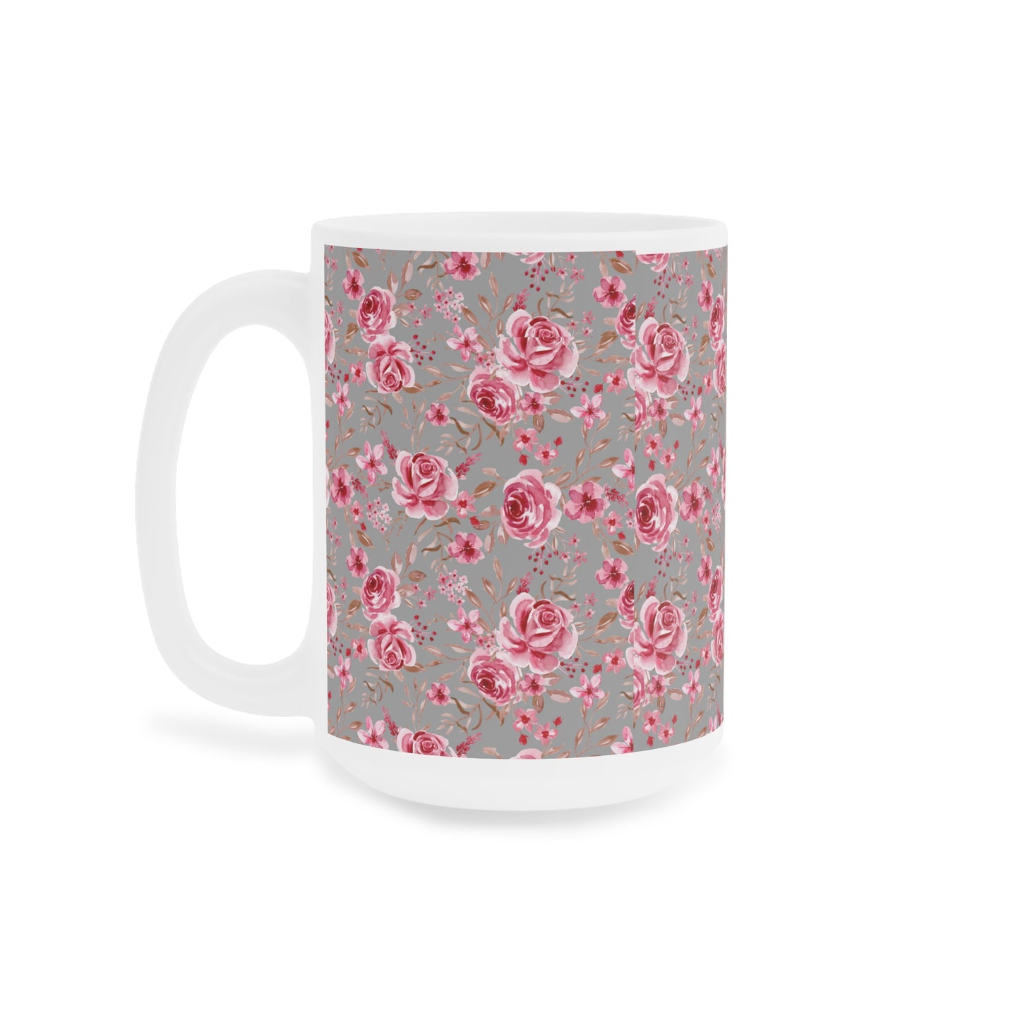 Floral Ceramic Mug - Elegant Rose Pattern for Coffee Lovers
