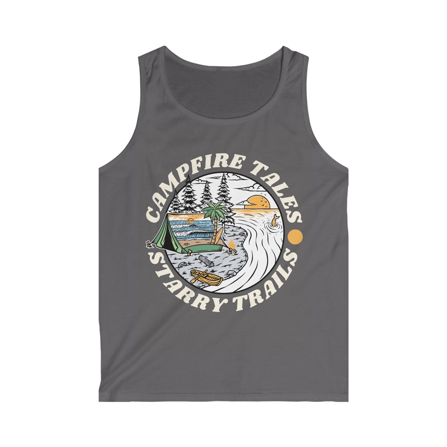 Campfire Tales Vintage Tank Top, Summer Outdoor Shirt, Nature Lover Gift, Adventure Apparel, Camping Outfit
