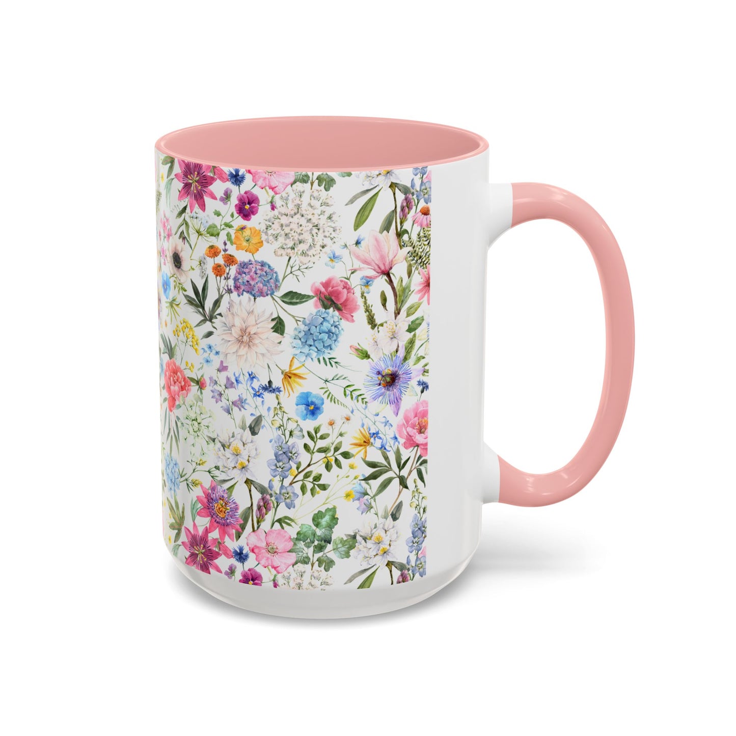 ‘Colourful Flowers’ Accent Coffee Mug (11, 15oz)