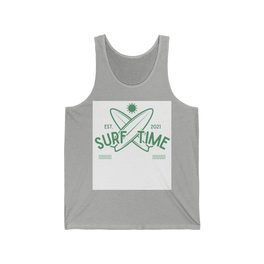 Surf Time Unisex Jersey Tank | Summer Beachwear, Surfing Gift, Casual Summer Top, Vacation Essentials, Outdoor Activities