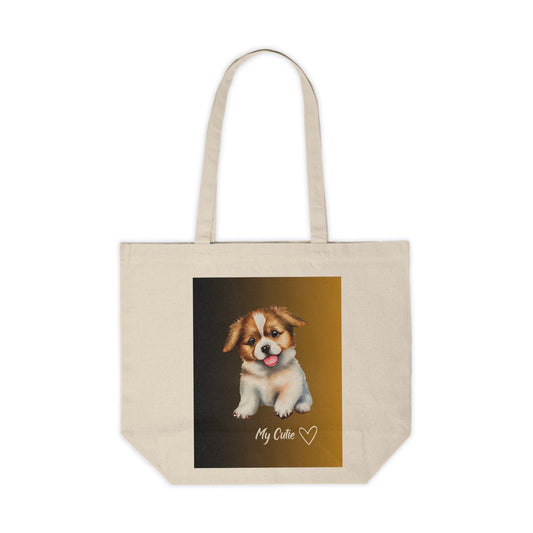 Cute Dog Canvas Shopping Tote, Pet Lover Gift, Reusable Grocery Bag, Dog Lover Accessory, Eco-Friendly Tote, My Cutie Design