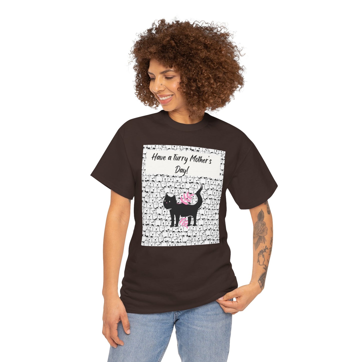 Mother's Day Cat Tee - Unisex Heavy Cotton T-Shirt