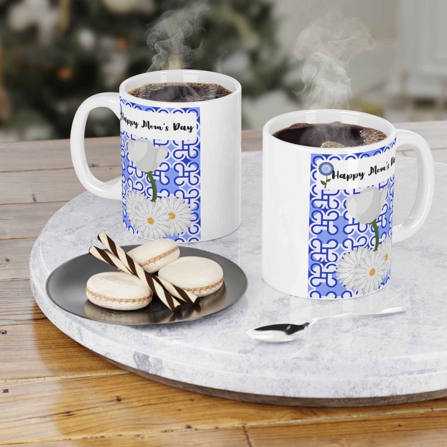 Happy Mom's Day Ceramic Mug - Elegant Floral Design, Ideal Gift for Mother's Day, 11oz/15oz/20oz