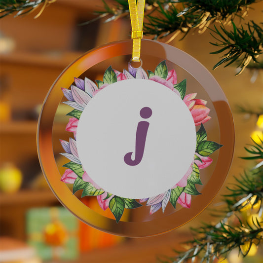 J’ Initial Glass Ornaments