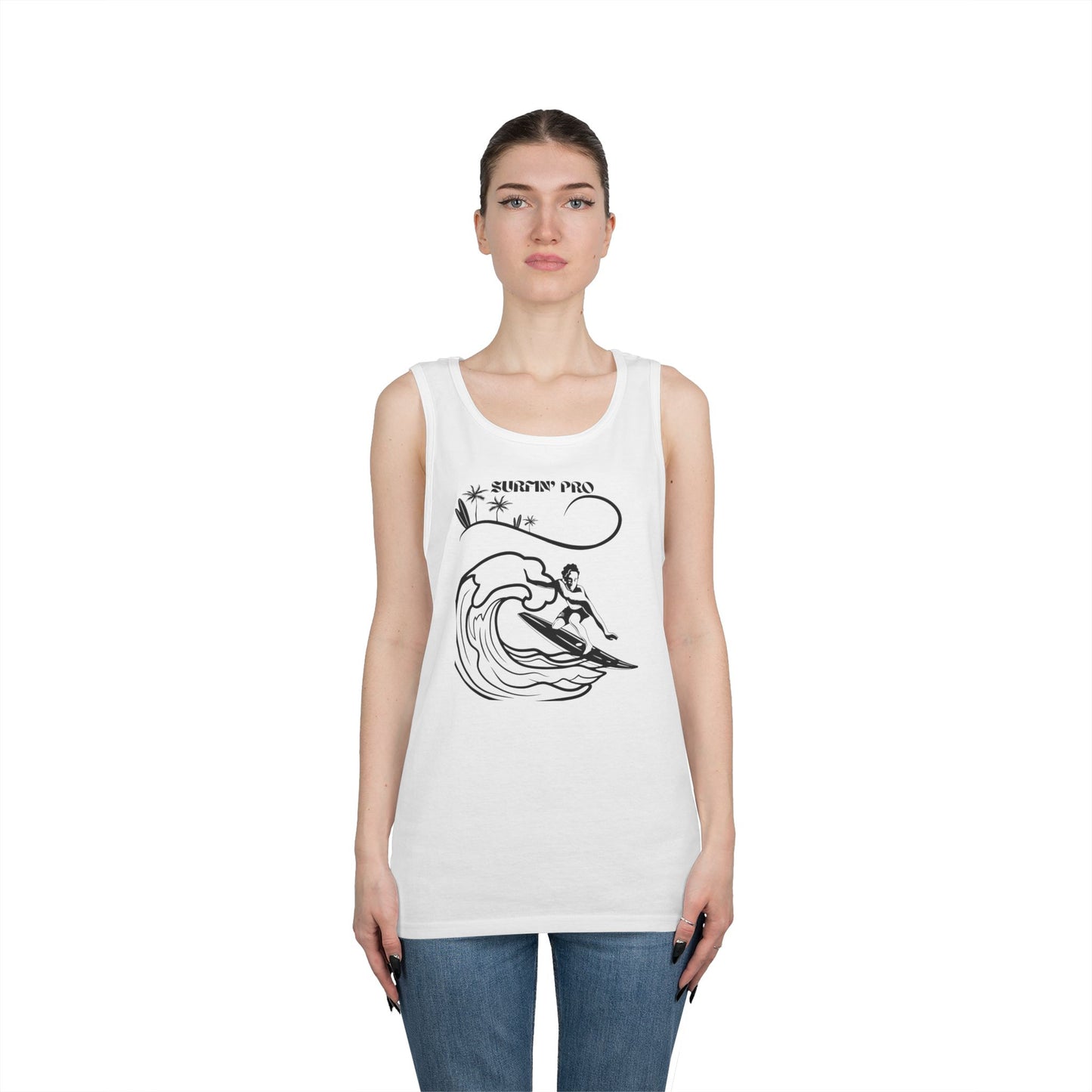 Surfing Vibes Tank Top, Unisex Cotton Sleeveless Shirt for Summer, Beach Wear, Surfing Gifts, Casual Holiday Top