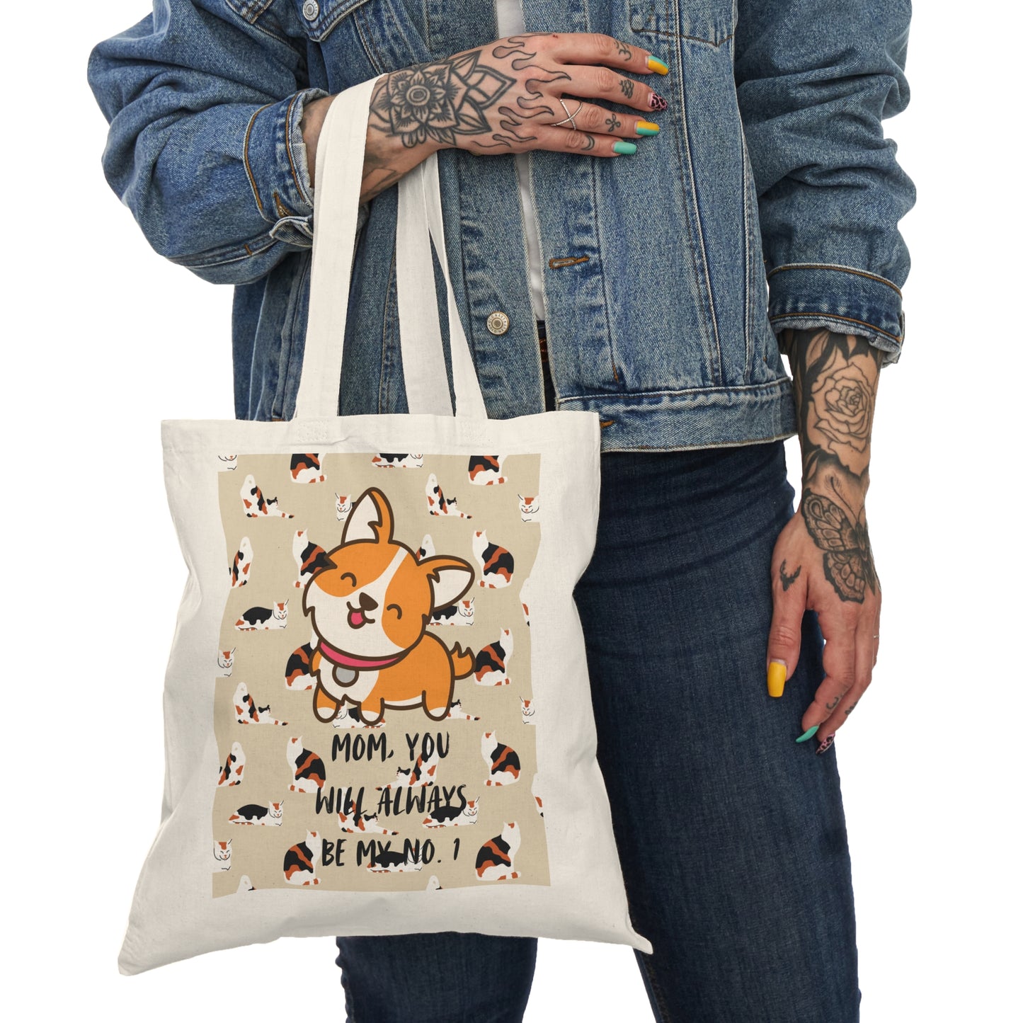 Cute Corgi Tote Bag - "Mom, You Will Always Be My No. 1!"