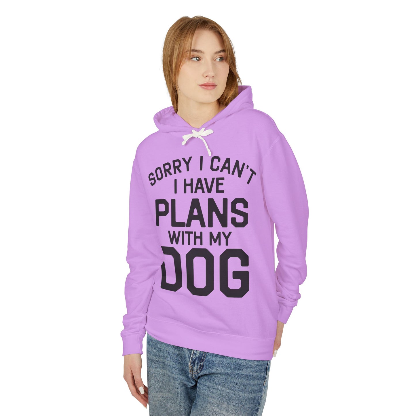 ‘I have plans with my dog’ Unisex Lightweight Hooded Sweatshirt