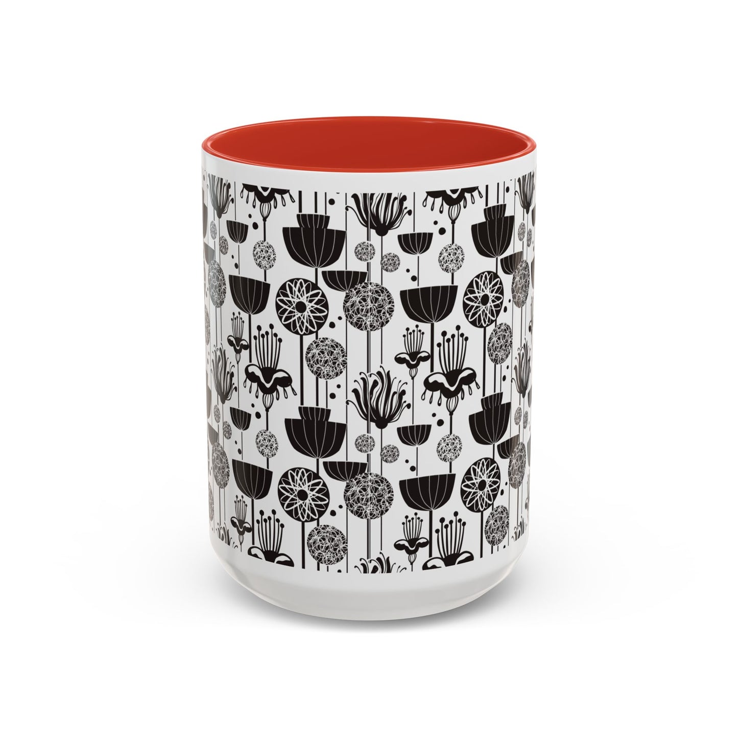 ‘Black & White Flowers’ Accent Coffee Mug (11, 15oz)