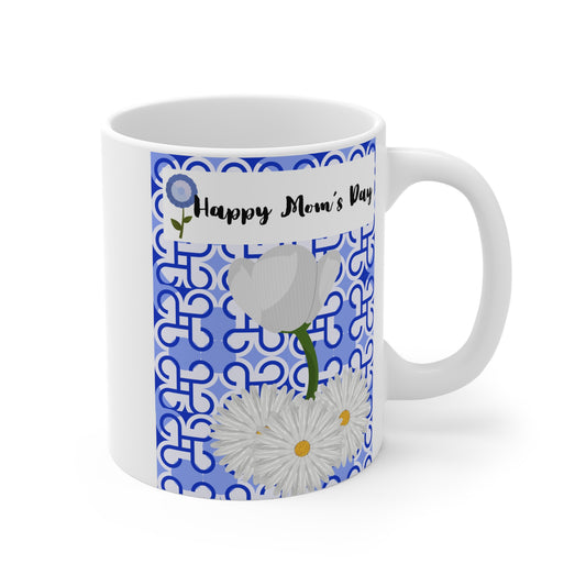 Happy Mom's Day Ceramic Mug - Elegant Floral Design, Ideal Gift for Mother's Day, 11oz/15oz/20oz