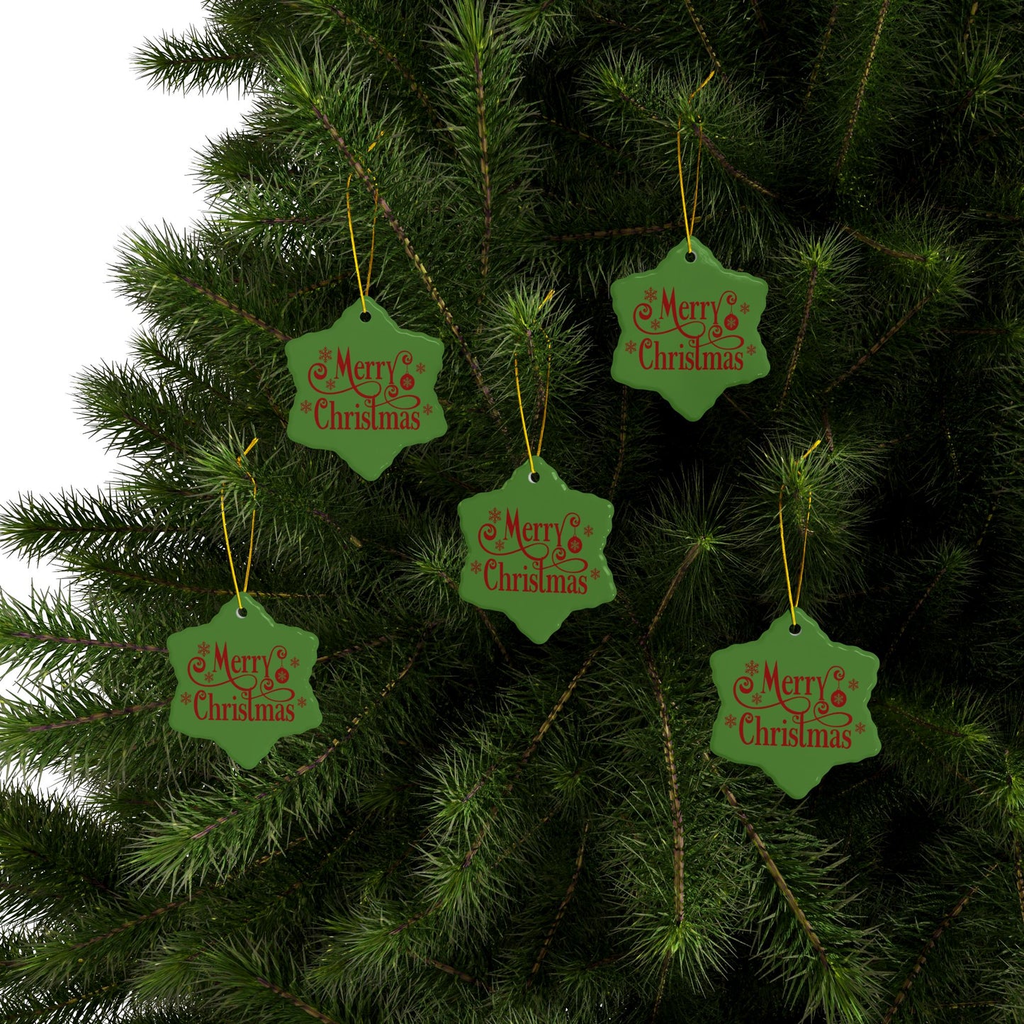 ‘MERRY CHRISTMAS’ Ceramic Ornaments, 2-Side Print, (1pc, 3pcs, 5pcs, 10pcs)