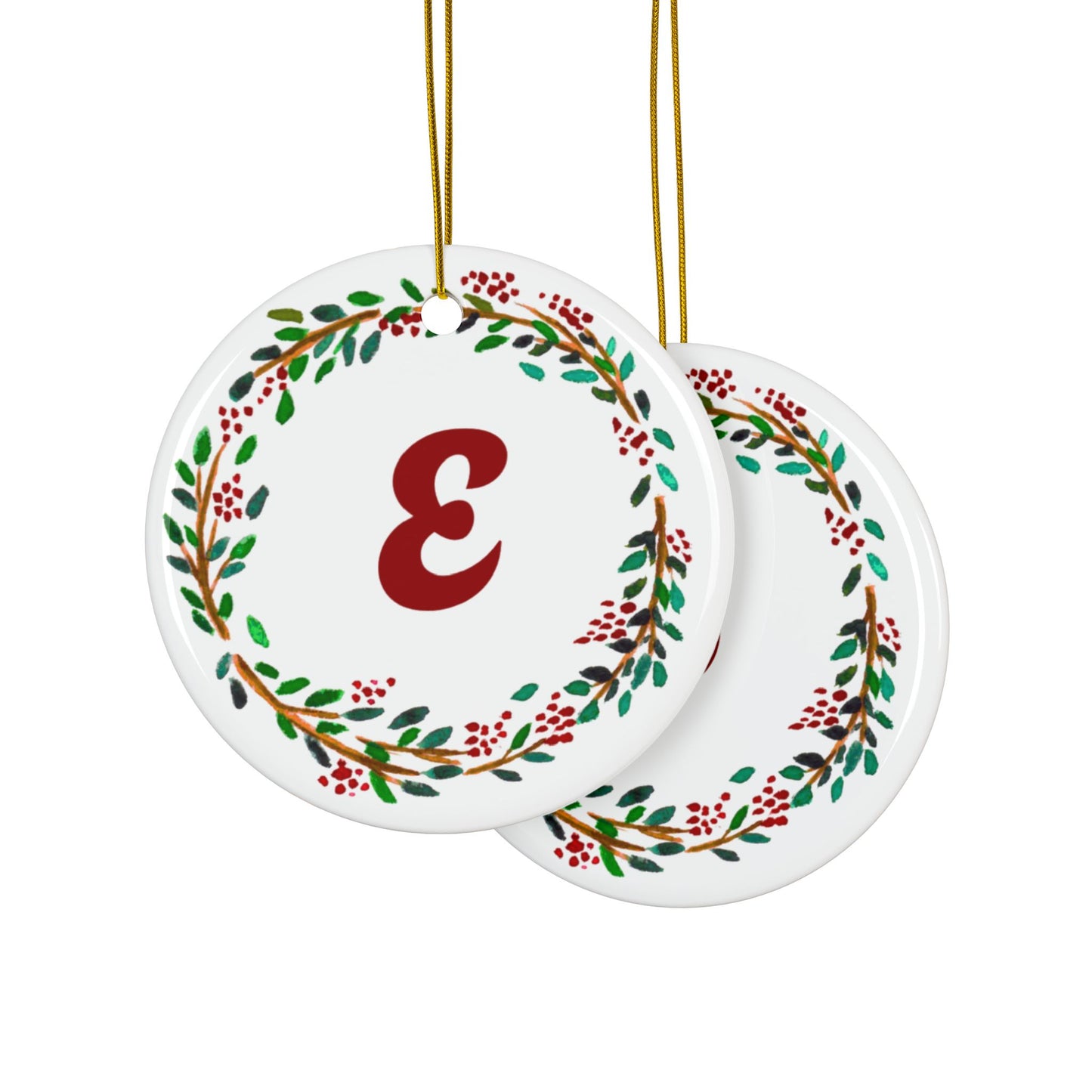 E’ Initials Ceramic Ornaments, 2-Side Print, (1pc, 3pcs, 5pcs, 10pcs)