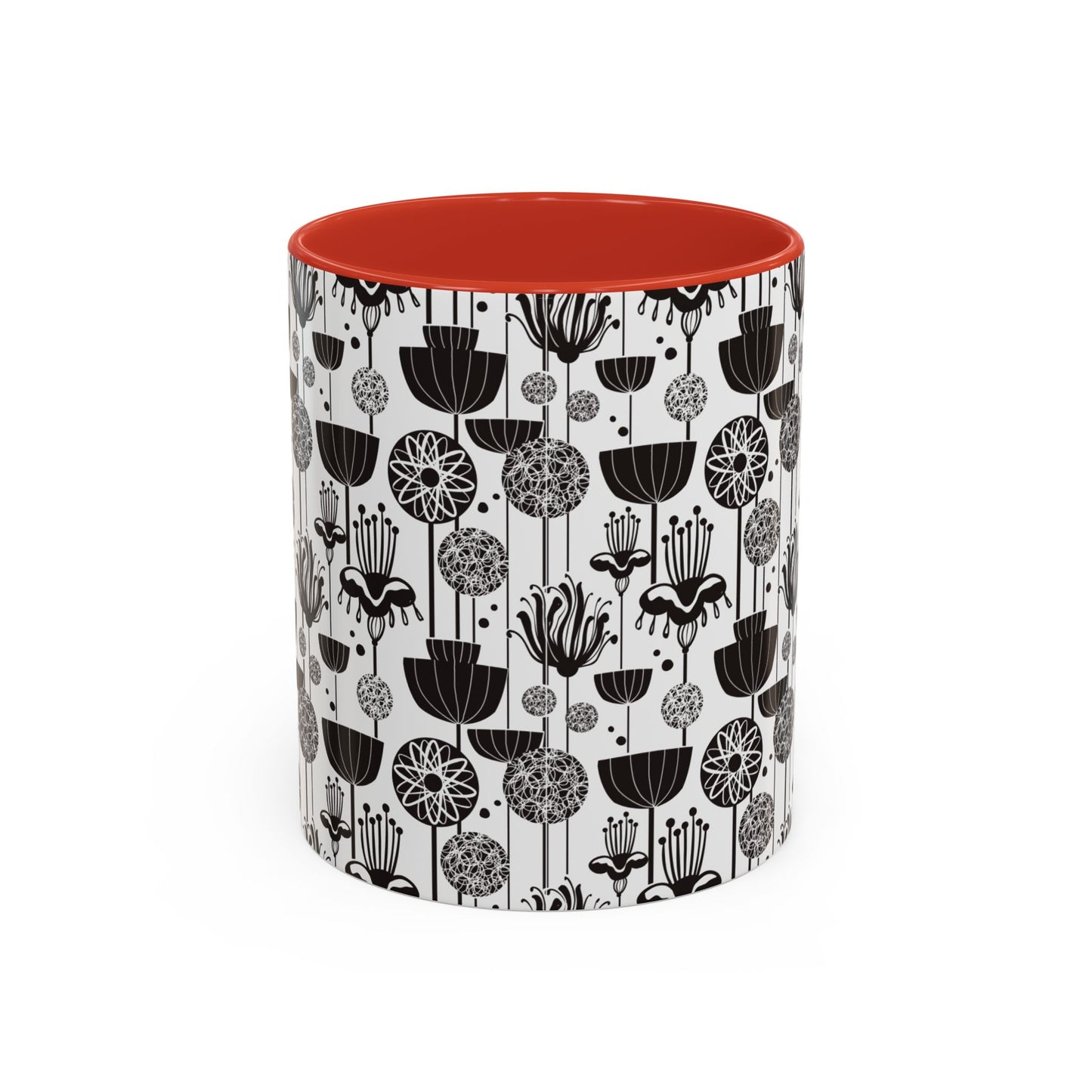 ‘Black & White Flowers’ Accent Coffee Mug (11, 15oz)