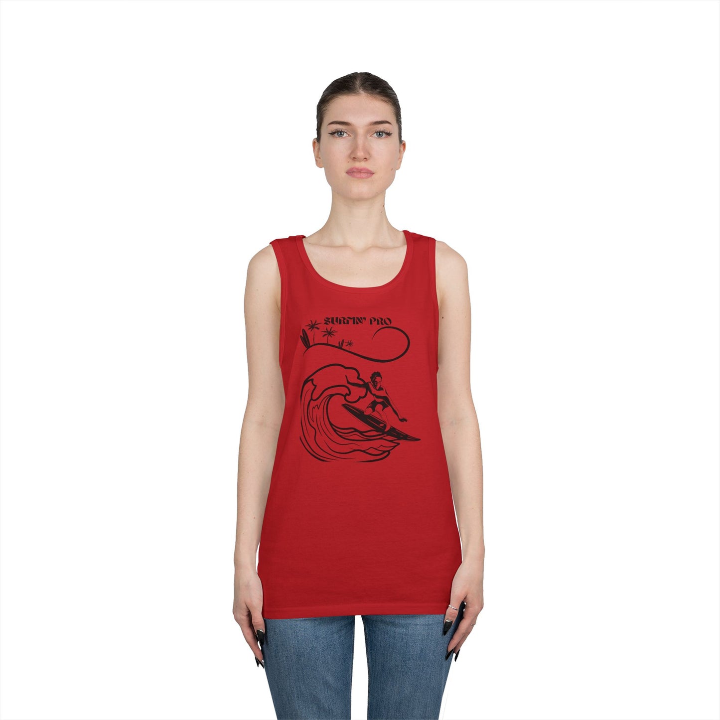 Surfing Vibes Tank Top, Unisex Cotton Sleeveless Shirt for Summer, Beach Wear, Surfing Gifts, Casual Holiday Top