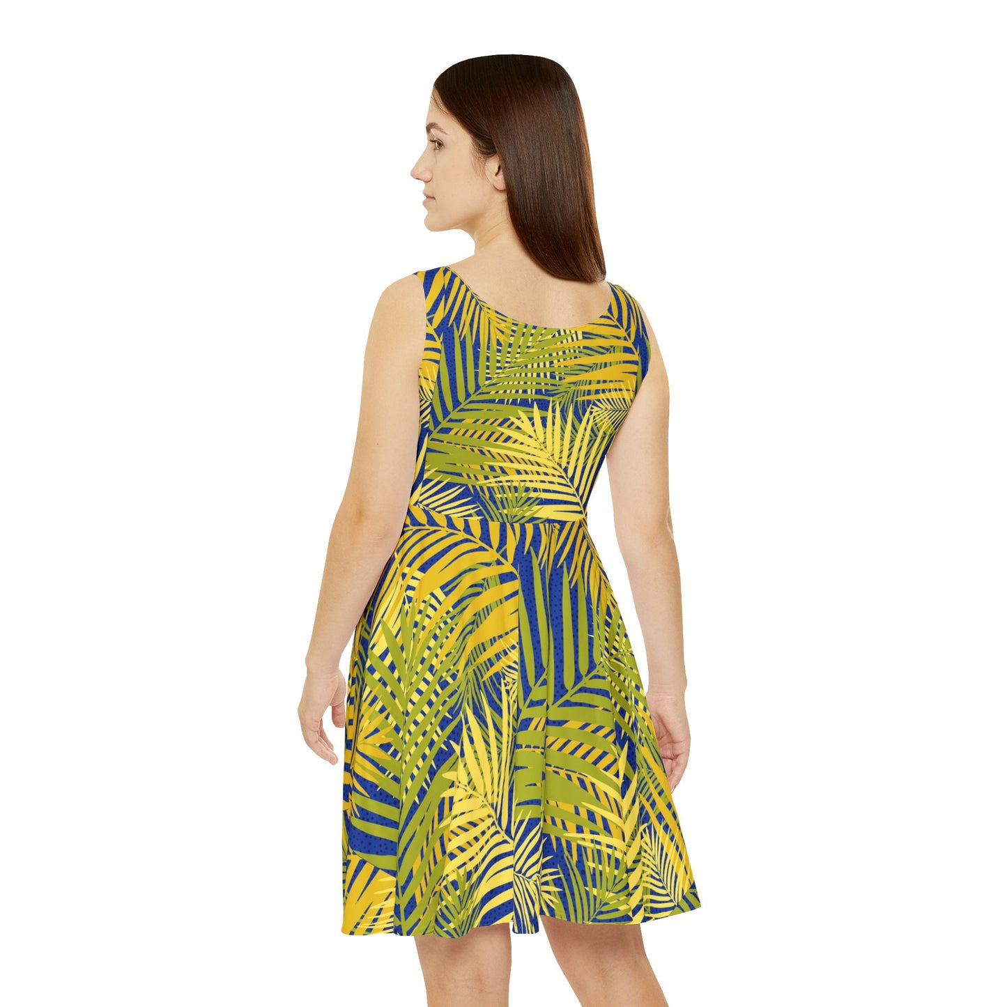 ‘Yellow Palm Leaves’ Women's Skater Dress (AOP)