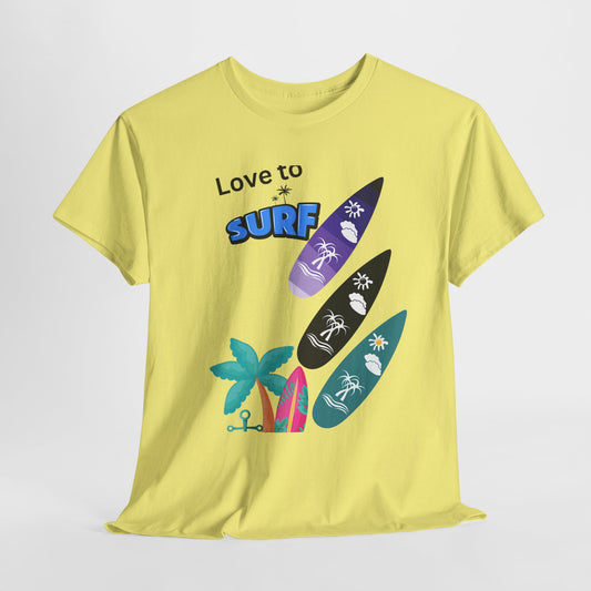 Surf Lover Unisex Heavy Cotton Tee, Beach T-Shirt, Summer Apparel, Gift for Surfers, Casual Wear, Surfing Enthusiast Shirt