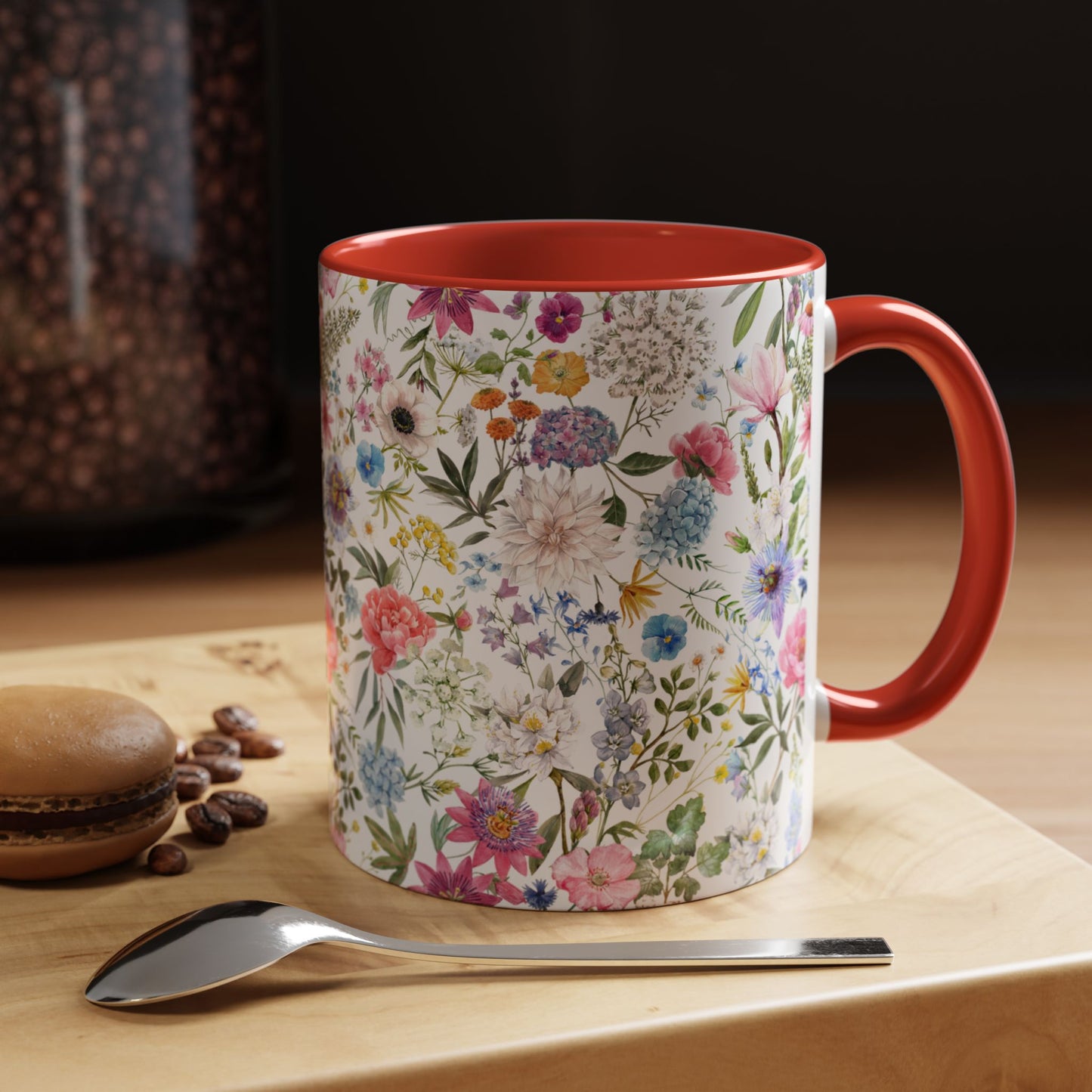 ‘Colourful Flowers’ Accent Coffee Mug (11, 15oz)