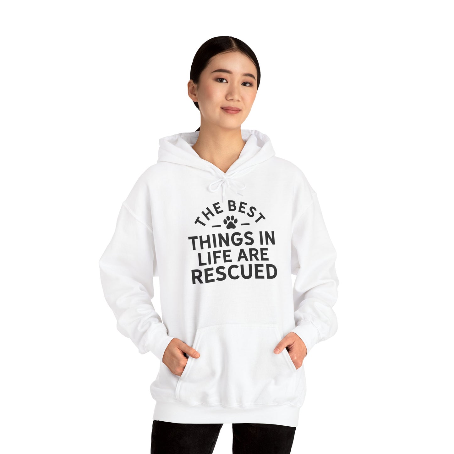 ‘The best things in life are rescued’ Unisex Heavy Blend™ Hooded Sweatshirt