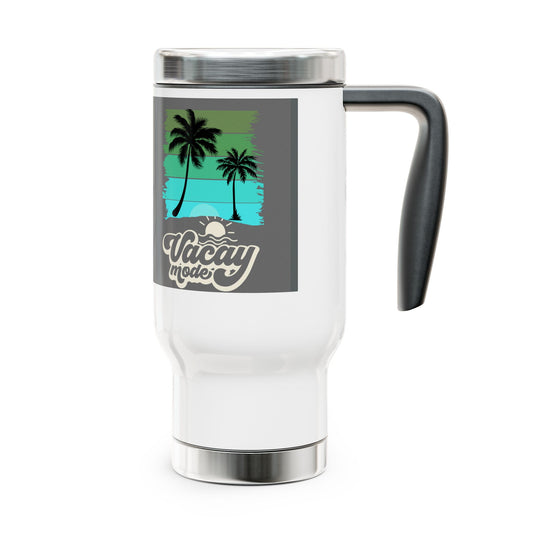 Vacation Mode Travel Mug, Stainless Steel Tumbler, 14oz Coffee Cup, Tropical Drinkware, Perfect for Travel and Summer