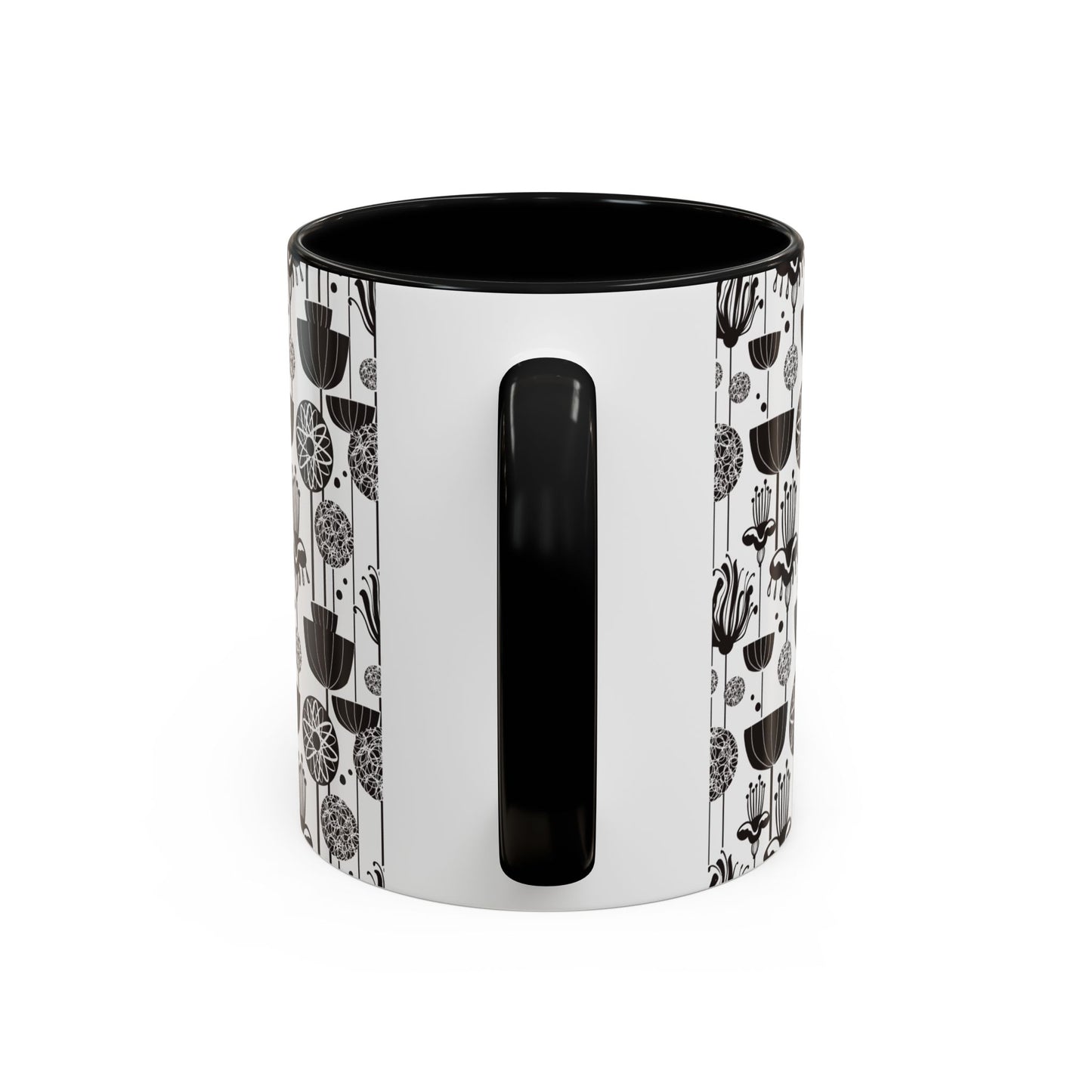 ‘Black & White Flowers’ Accent Coffee Mug (11, 15oz)