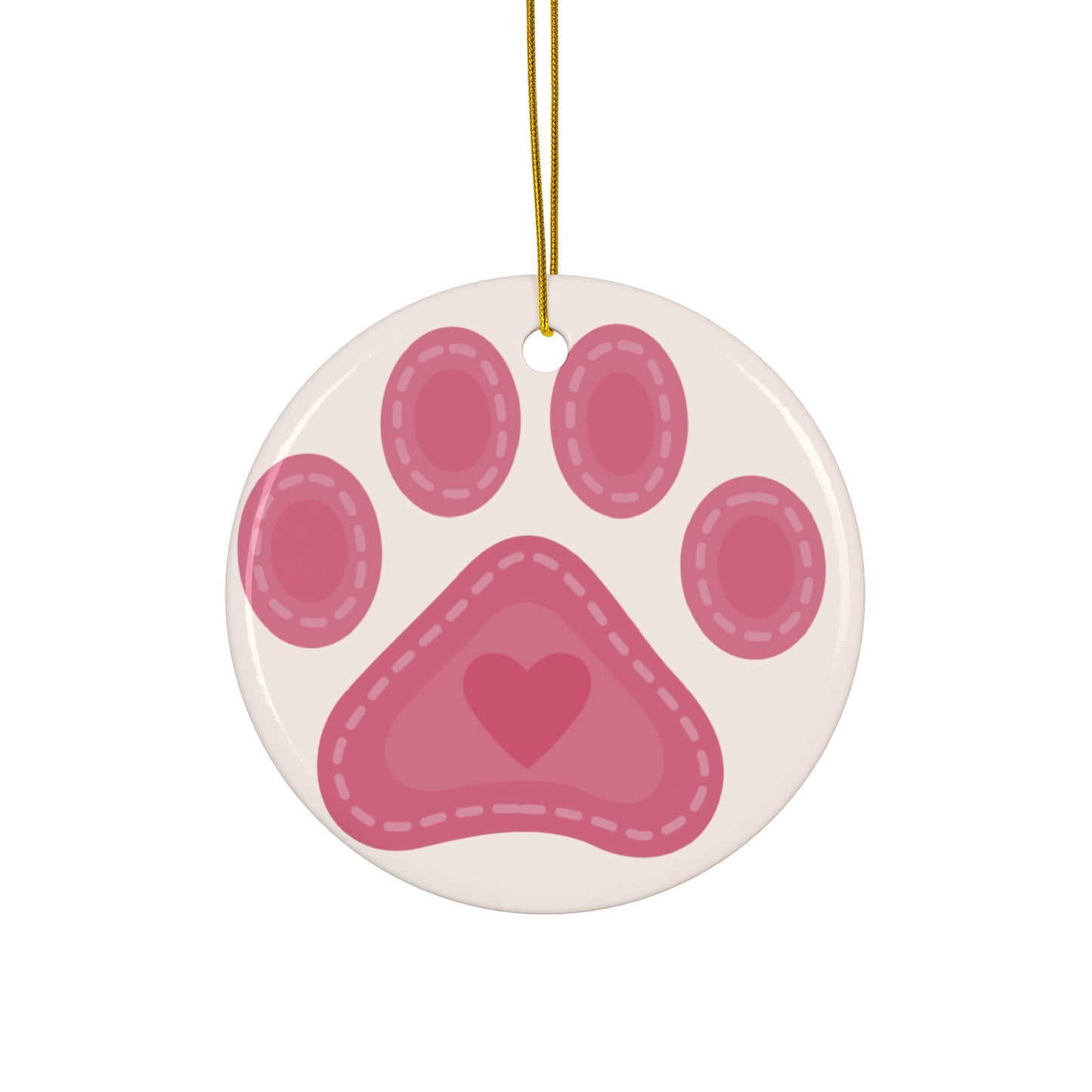 Pink Paw Print Ceramic Ornament