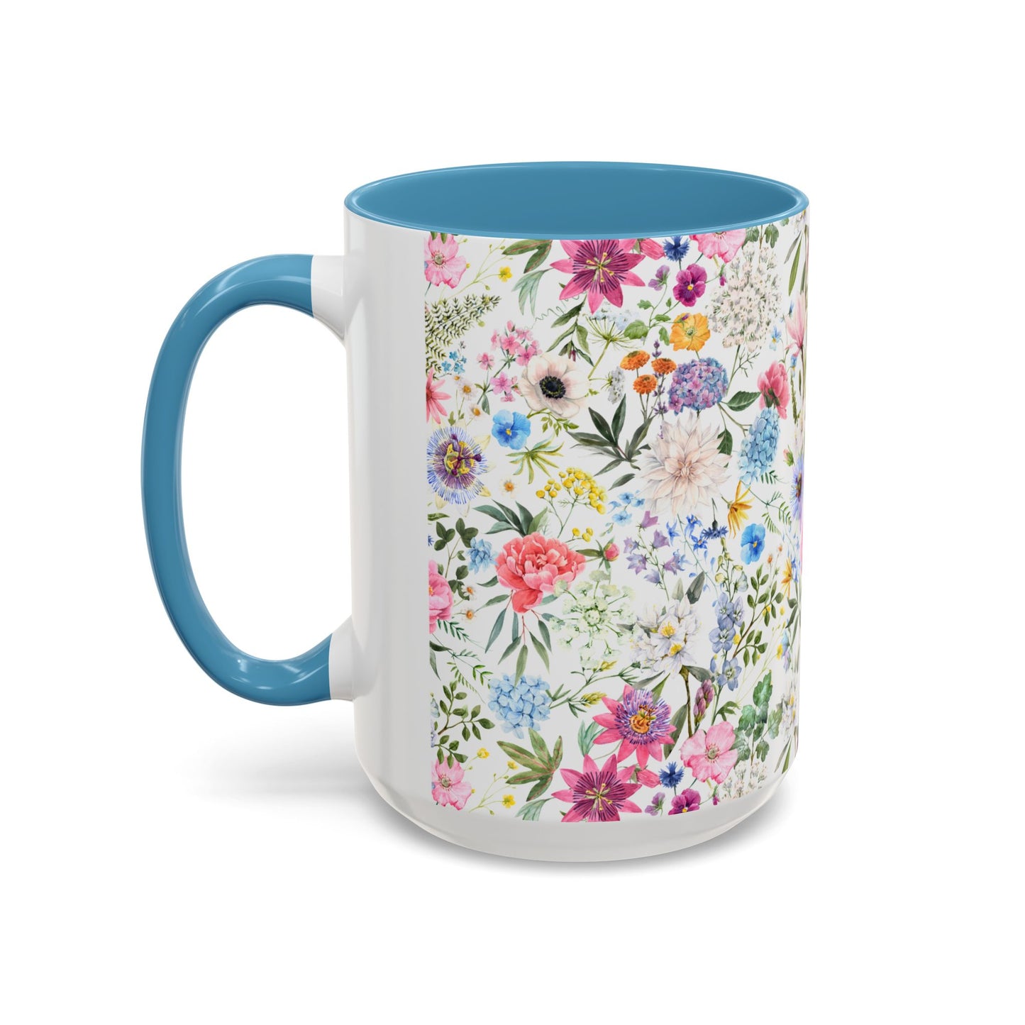 ‘Colourful Flowers’ Accent Coffee Mug (11, 15oz)