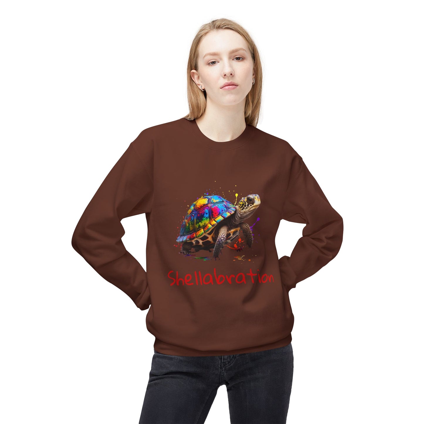 ‘Shellabration’ Turtle Unisex Midweight Softstyle Fleece Crewneck Sweatshirt