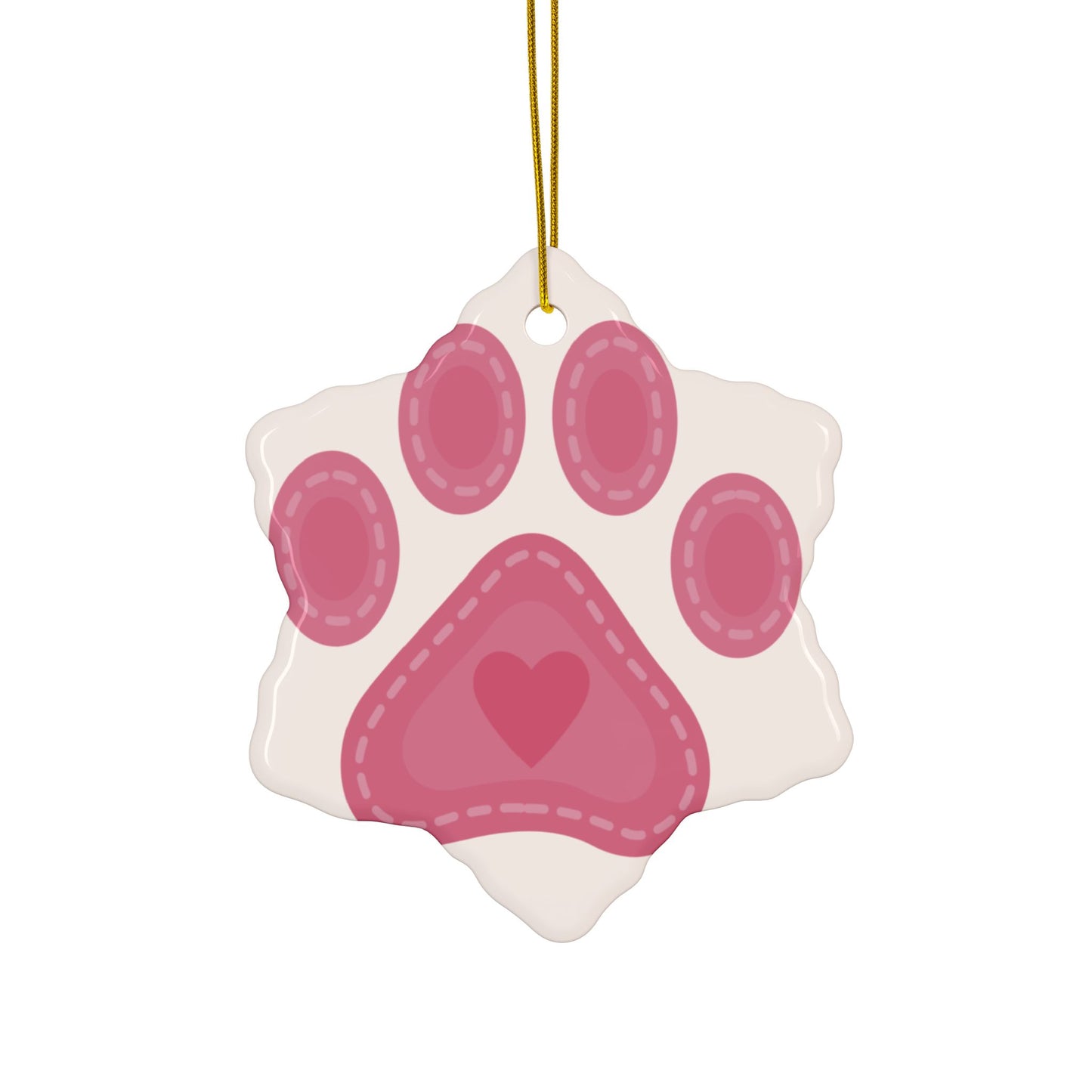 Pink Paw Print Ceramic Ornament