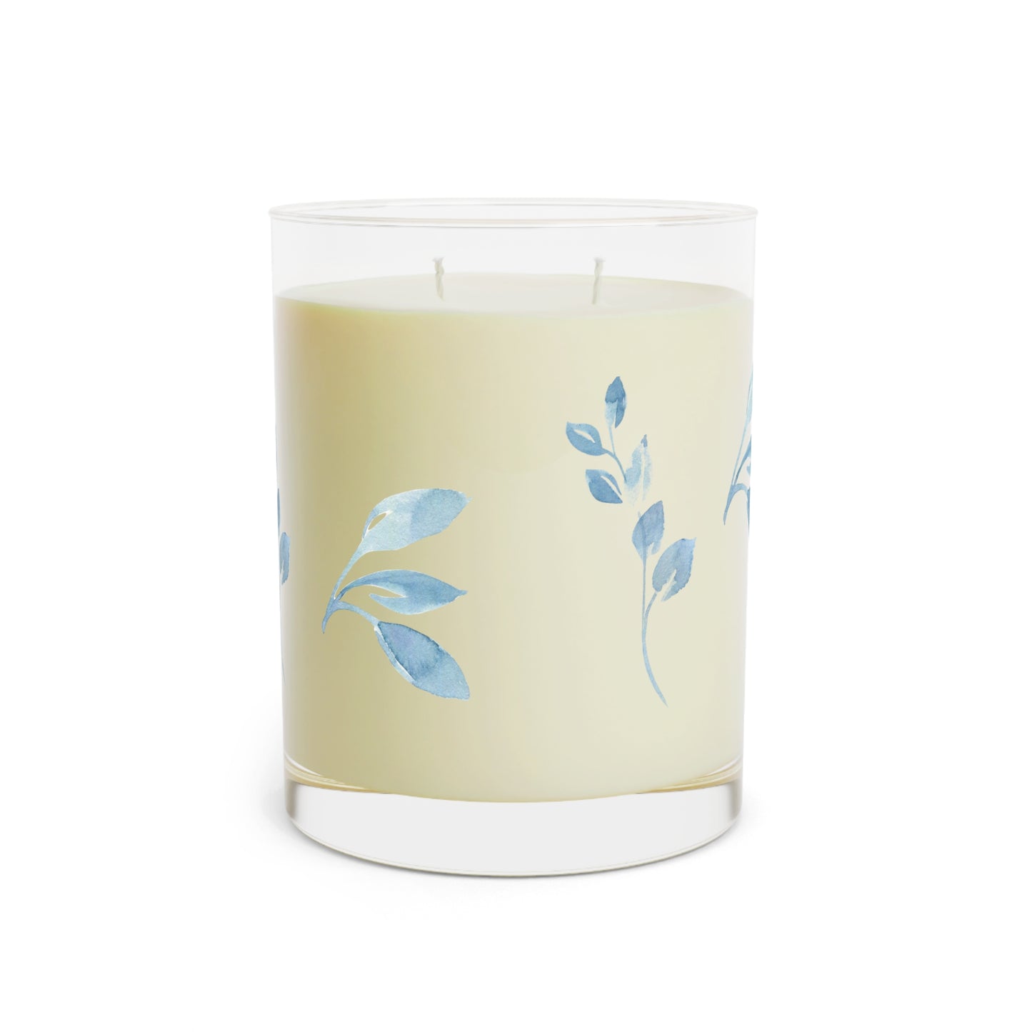 ‘Painted Blue Leaves’ Scented Candle - Full Glass, 11oz