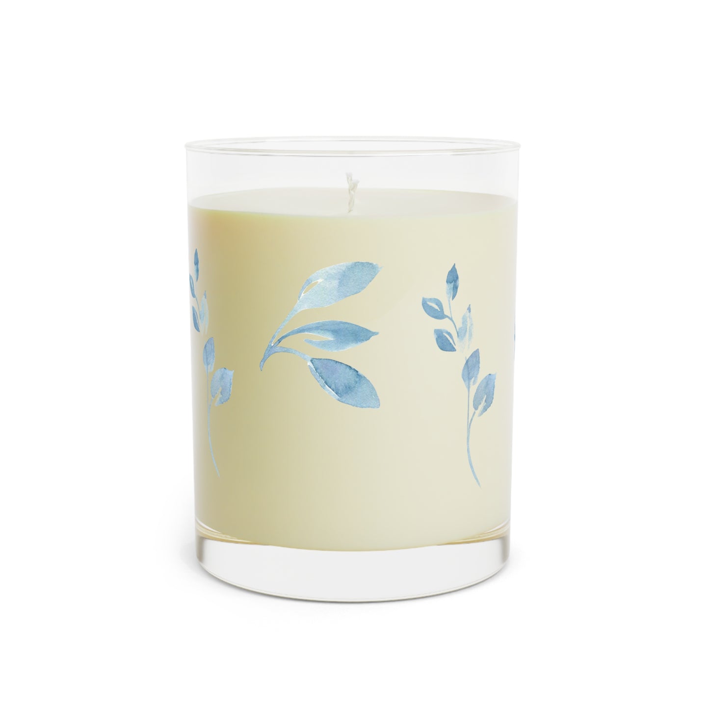 ‘Painted Blue Leaves’ Scented Candle - Full Glass, 11oz