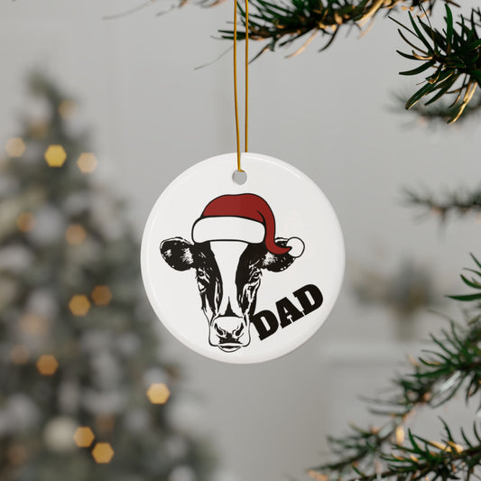 Copy of ‘DAD’ Christmas Heifer Cow Ceramic Ornaments, 2-Side Print, (1pc, 3pcs, 5pcs, 10pcs)