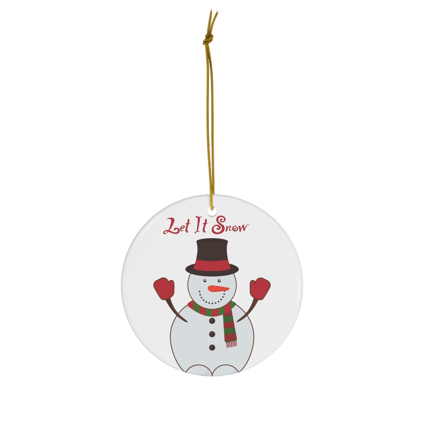 Let It Snow Snowman Ceramic Ornament — Holiday Tree Decoration