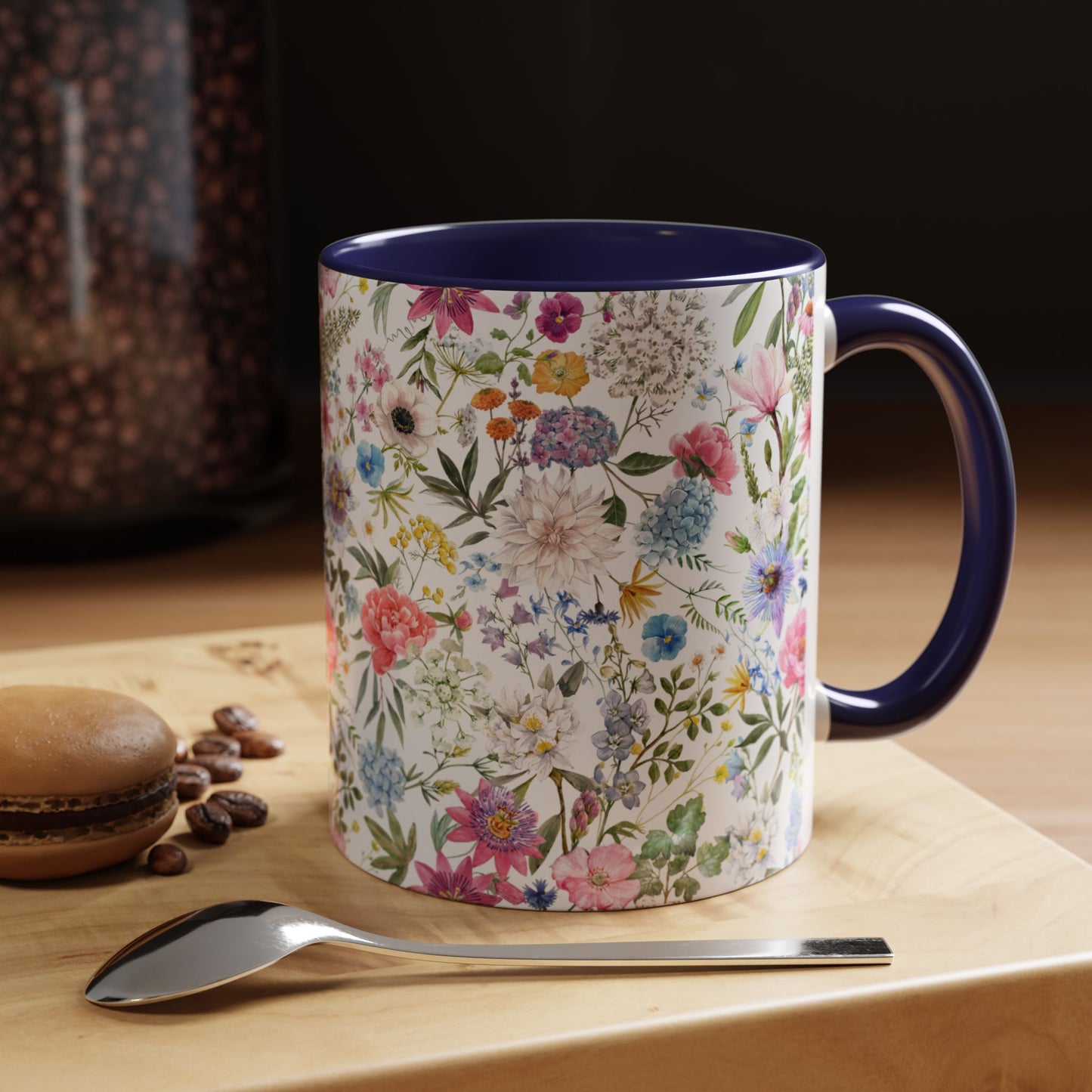 ‘Colourful Flowers’ Accent Coffee Mug (11, 15oz)