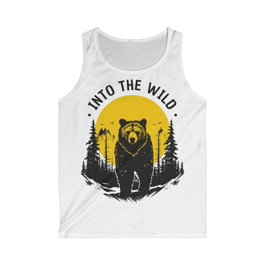 Men's Bear Print Tank Top - Into The Wild, Outdoor Adventure Gym Top, Summer Fashion, Nature Lover Gift, Camping Attire, Travel Shirt