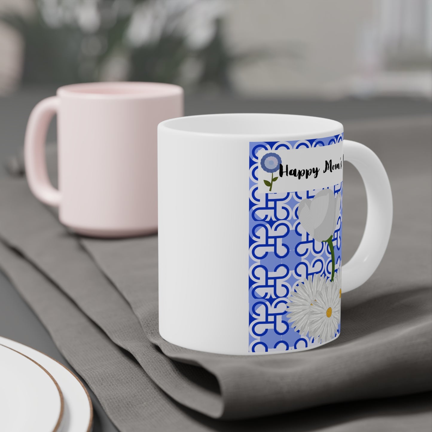Happy Mom's Day Ceramic Mug - Elegant Floral Design, Ideal Gift for Mother's Day, 11oz/15oz/20oz