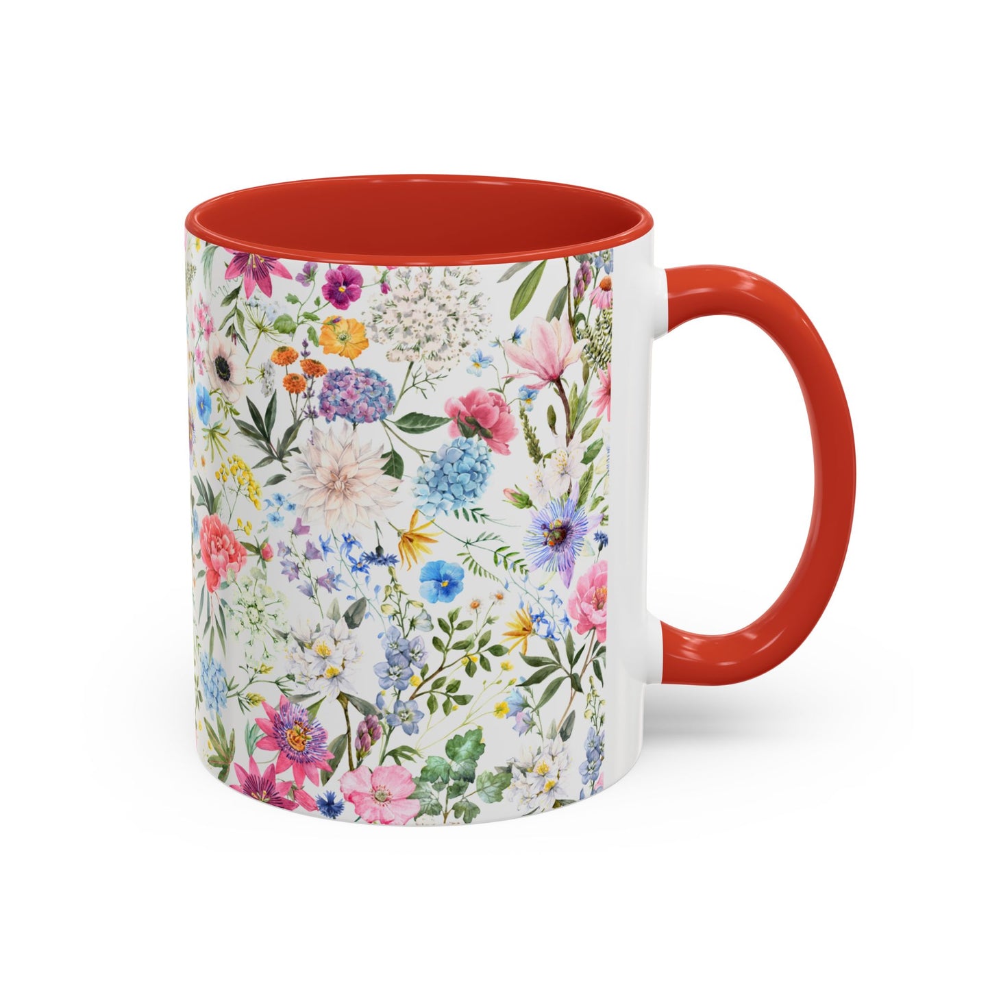 ‘Colourful Flowers’ Accent Coffee Mug (11, 15oz)