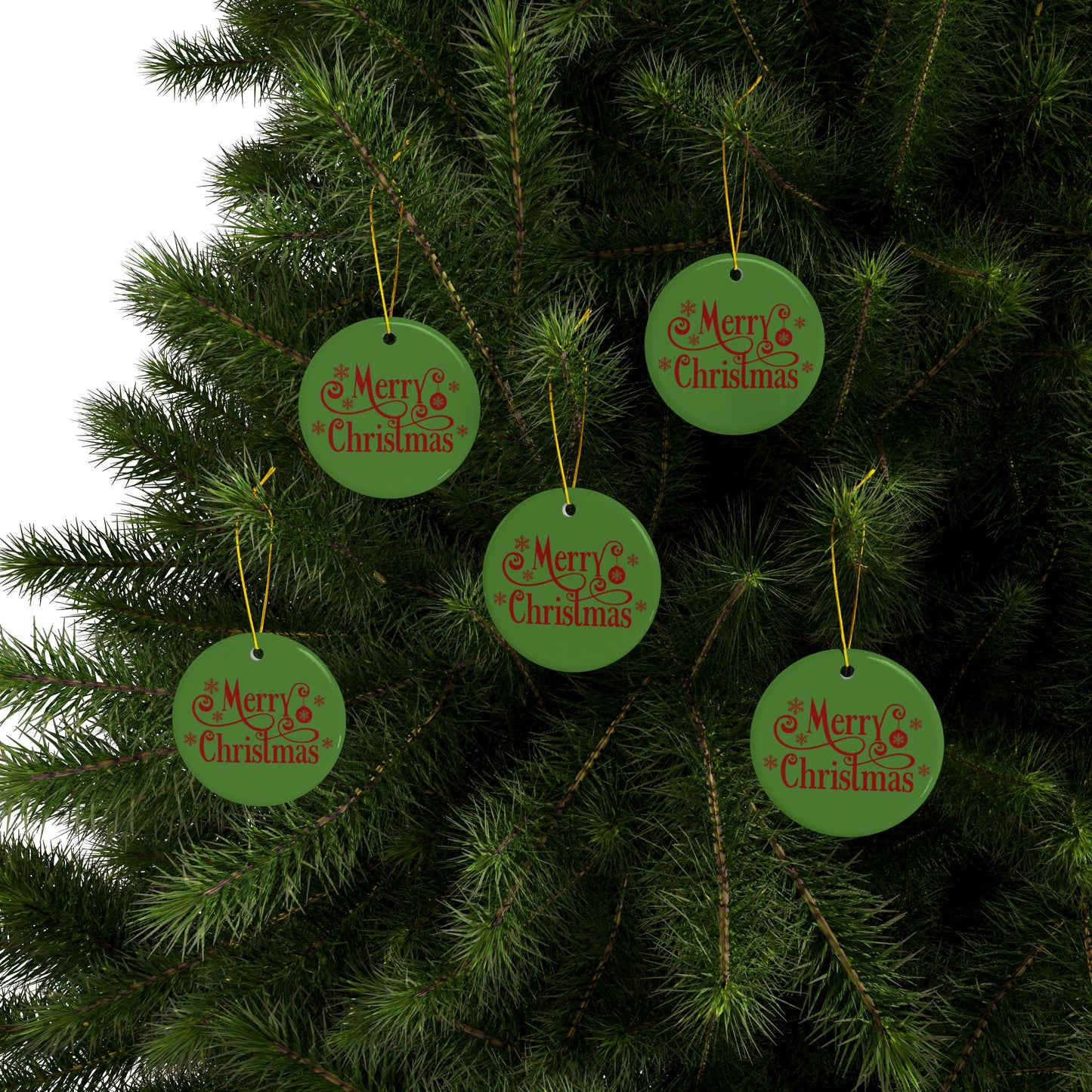 ‘MERRY CHRISTMAS’ Ceramic Ornaments, 2-Side Print, (1pc, 3pcs, 5pcs, 10pcs)