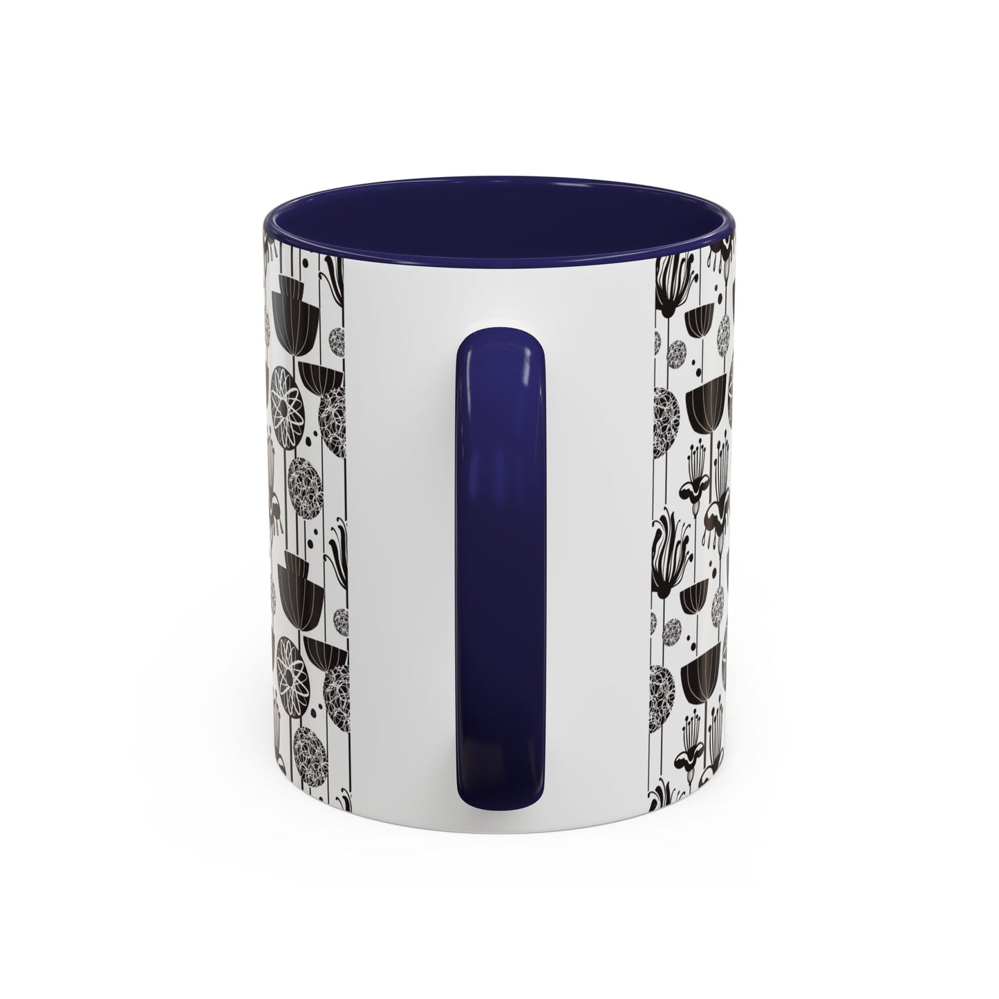 ‘Black & White Flowers’ Accent Coffee Mug (11, 15oz)