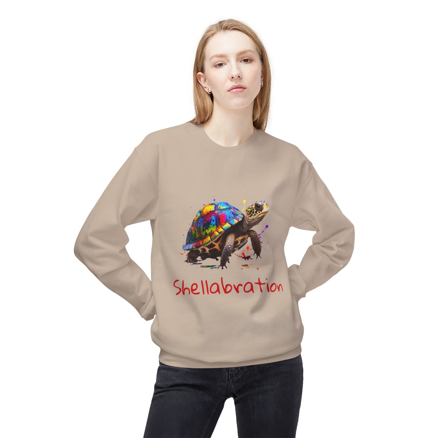 ‘Shellabration’ Turtle Unisex Midweight Softstyle Fleece Crewneck Sweatshirt