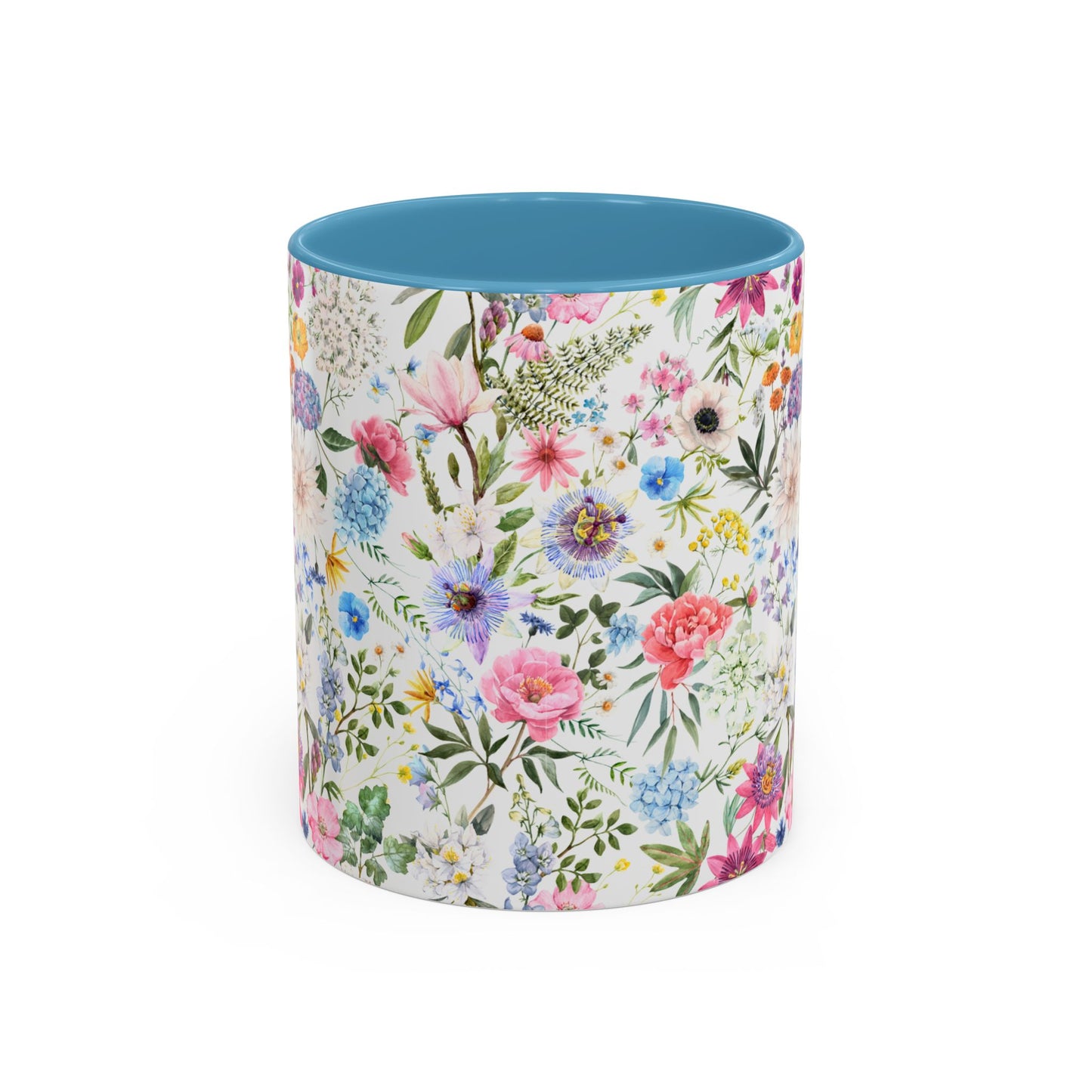 ‘Colourful Flowers’ Accent Coffee Mug (11, 15oz)