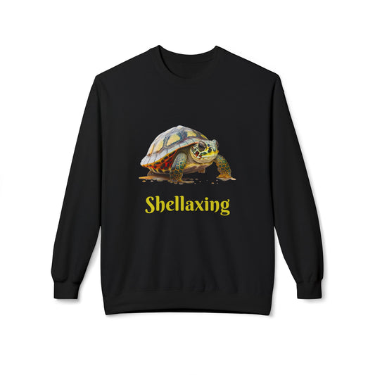 ‘Shellaxing’ Turtle’ Unisex Midweight Softstyle Fleece Crewneck Sweatshirt