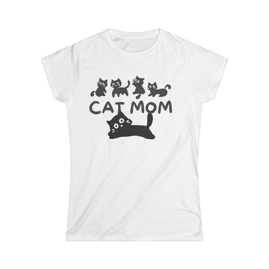 Cat Mom Women's Softstyle Tee | Purr-fect Gift for Cat Lovers, Casual Wear, Birthday Gift, Animal Tee, Cat Lover Shirt