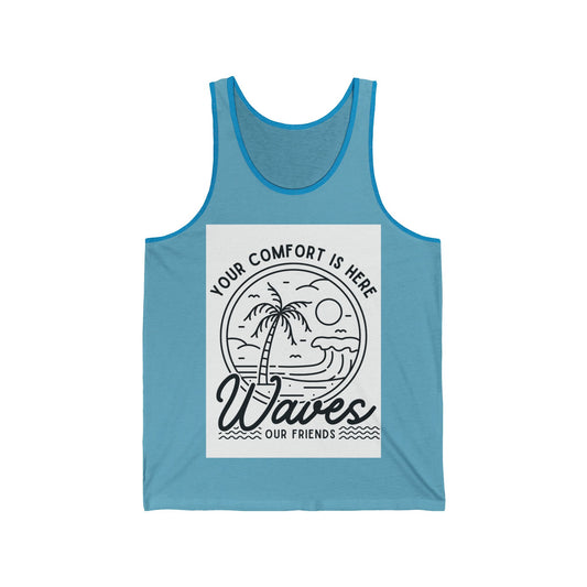 Beach Vibes Unisex Jersey Tank - Summer Wear, Vacation Outfit, Gift for Friends, Casual Style, Relaxed Fit