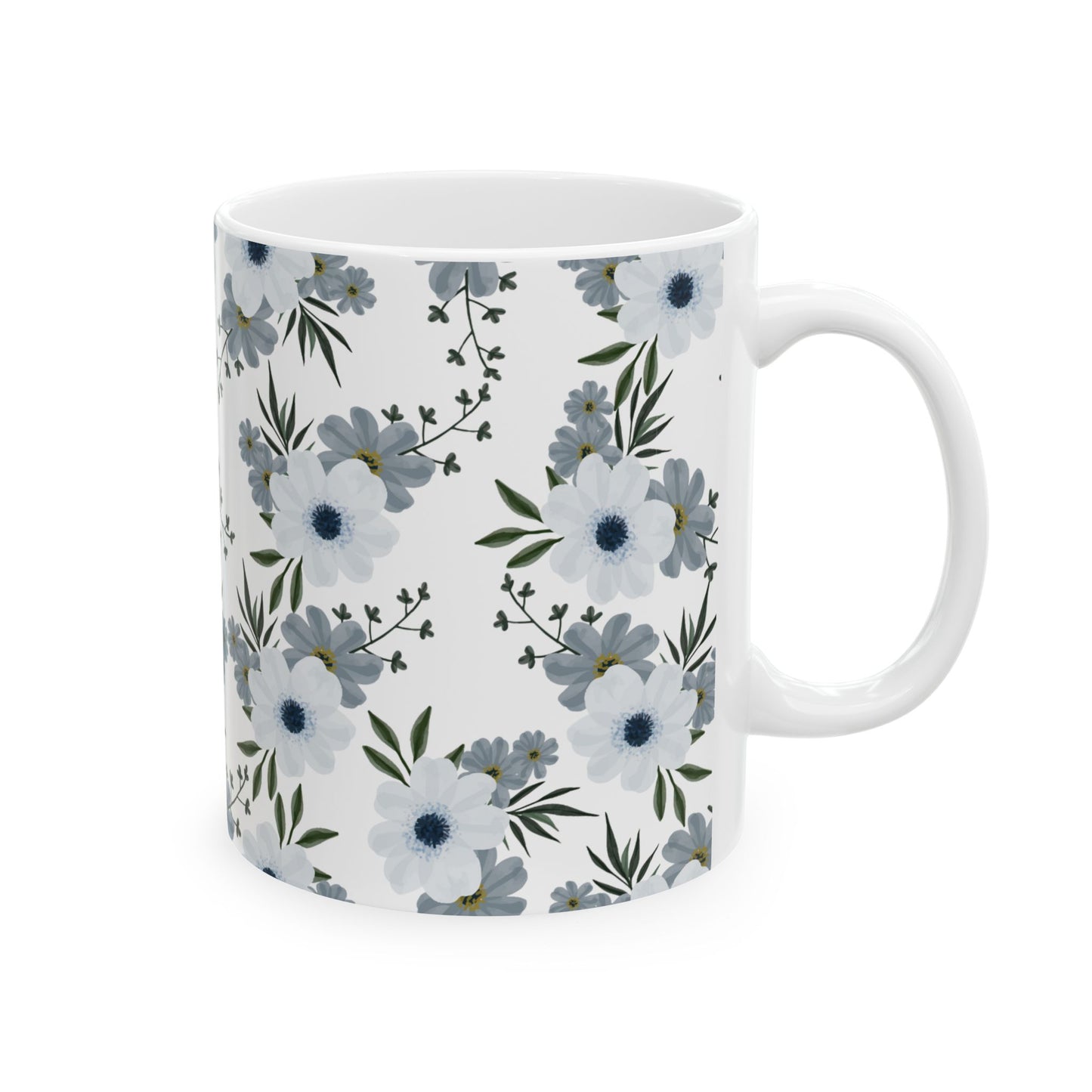 ‘Flowers & Leaves’ Ceramic Mug, (11oz, 15oz)