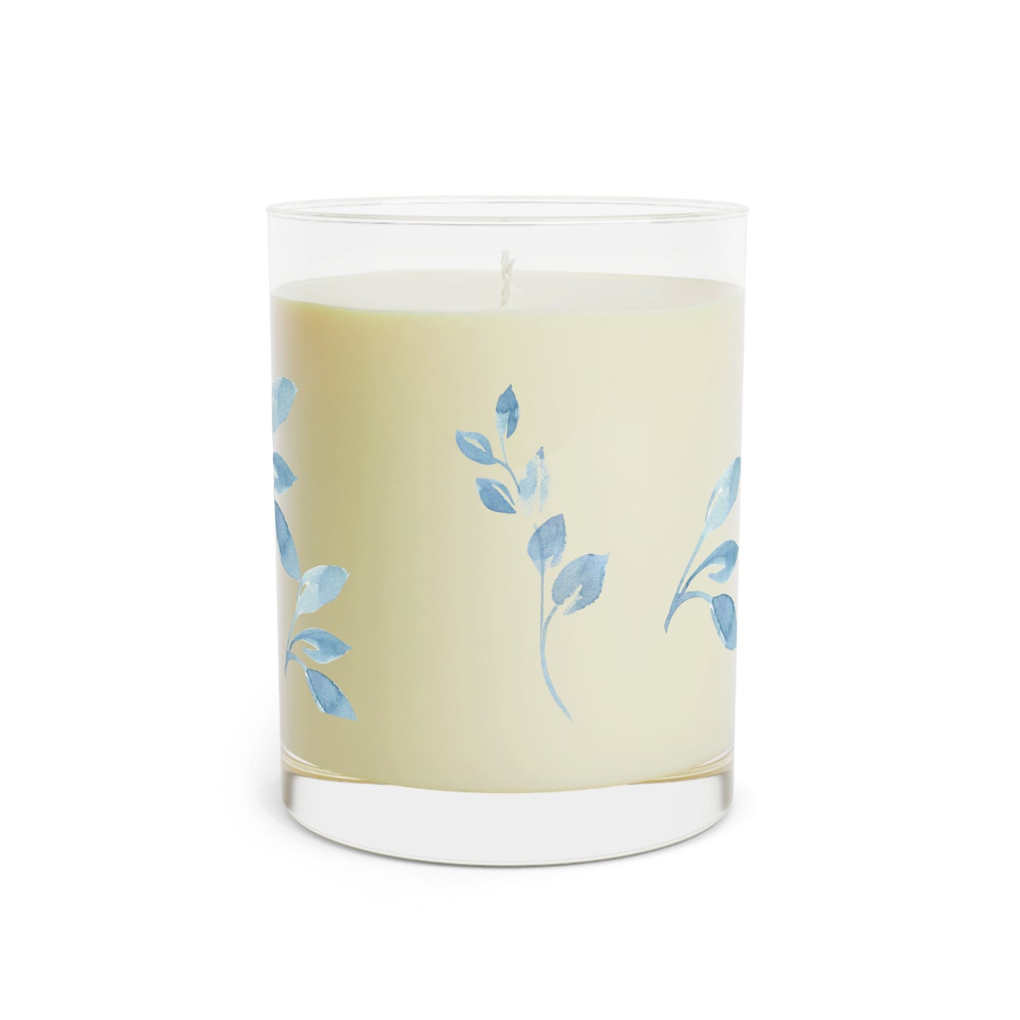 ‘Painted Blue Leaves’ Scented Candle - Full Glass, 11oz